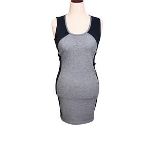 Athleta Fuse dress sleeveless scoop neck black & gray stretch knit pull on Sz S